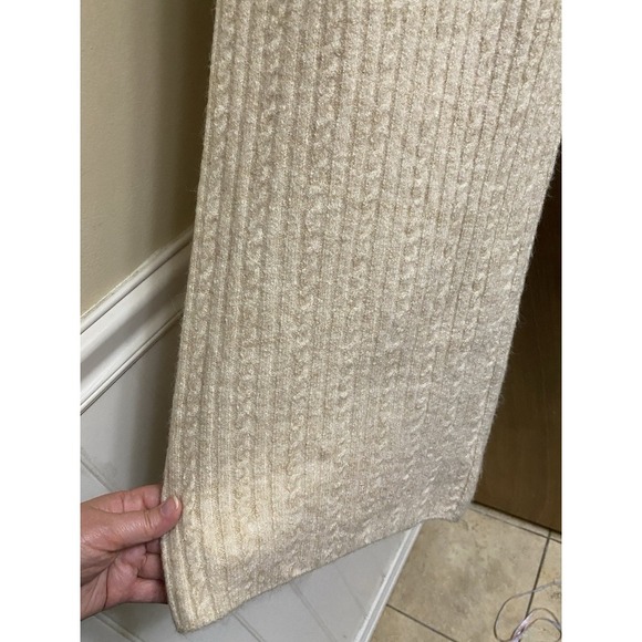 Zara Women's Cable Knit Sweater Wide Leg Pants Cream Size L New With Tags Soft - Picture 8 of 12
